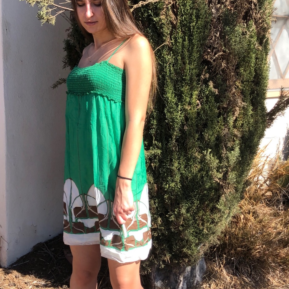 green contemporary design sun dress